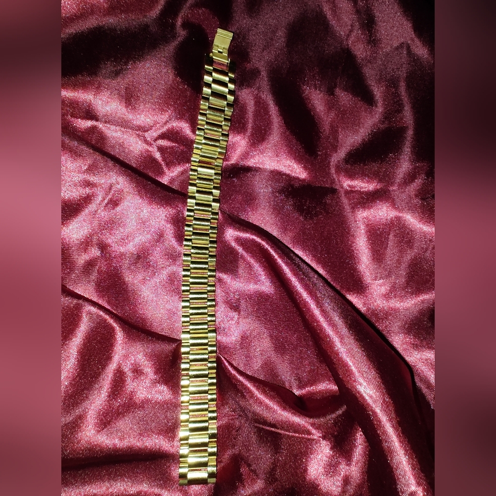 Gold Tone Unisex Watch Band Link Bracelet 8 Inches - Picture 4 of 4